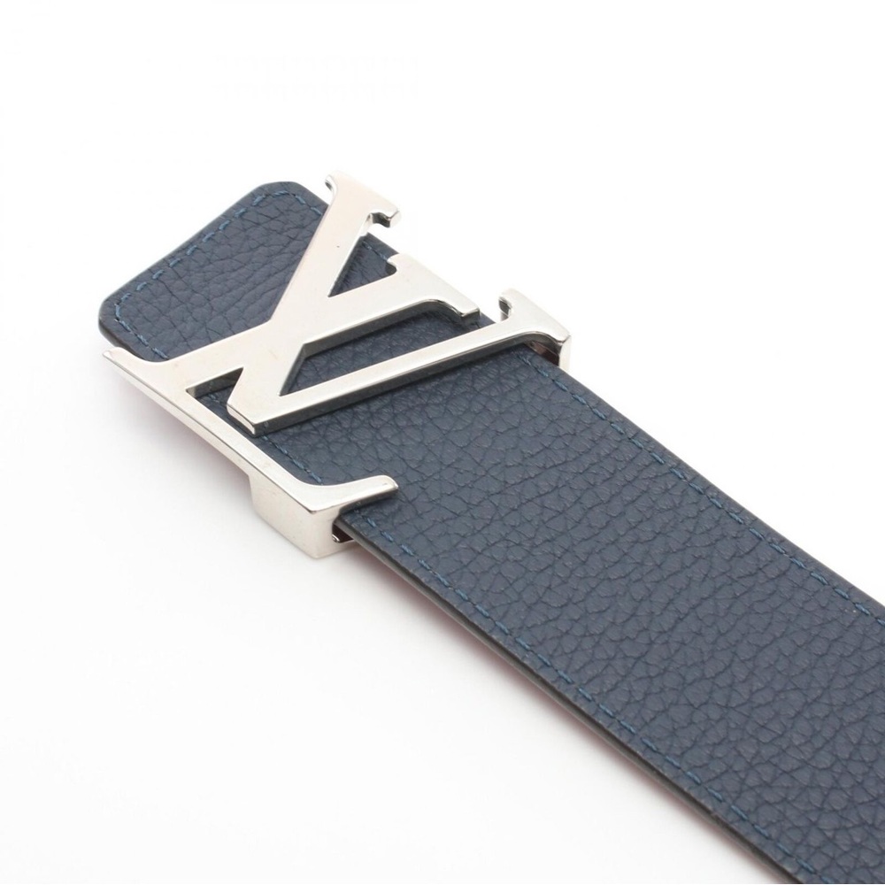 LOUIS VUITTON Ceinture LV Initial belt M9123 leather Navy Red Used Women LV - Picture 3 of 5
